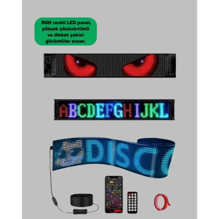 AsilTech Kayan Yazı Destekli RGB LED Reklam Paneli USB ile Kolay Kurulumlu