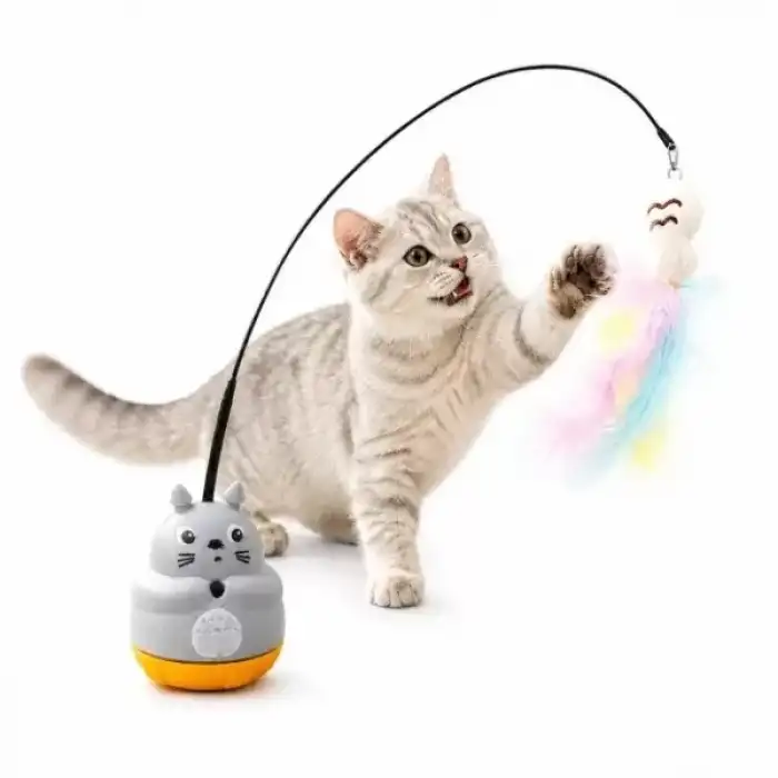AsilTech Kedi Şekilli Dönen Peluş Balıklı Olta Oyuncağı