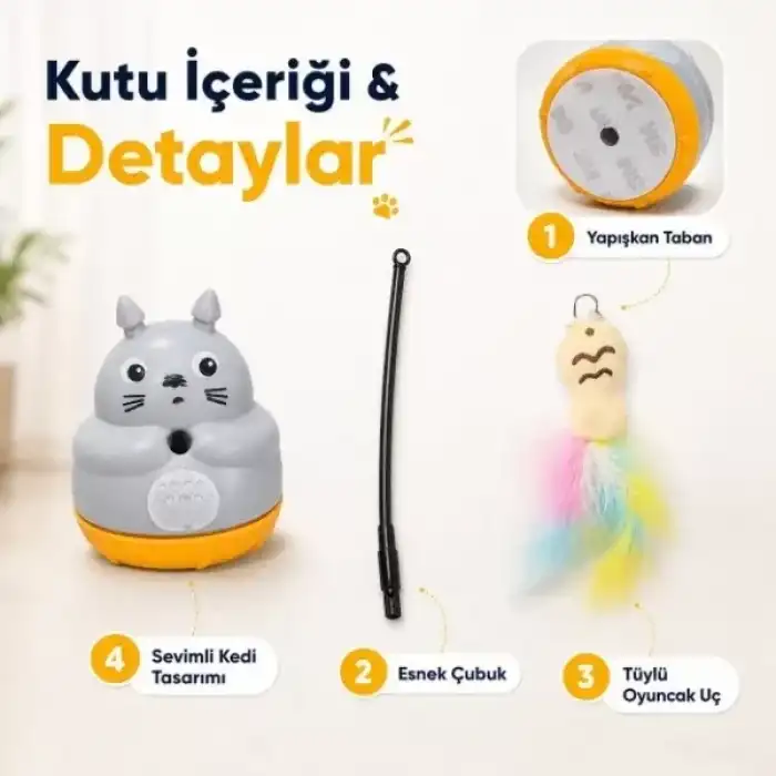 AsilTech Kedi Şekilli Dönen Peluş Balıklı Olta Oyuncağı
