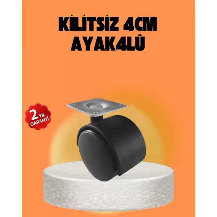 AsilTech Kilitsiz 4 cm Tekerlek Ayak 4’lü Set Sessiz ve Dayanıklı