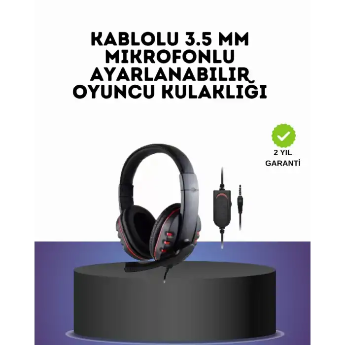 AsilTech Kırmızı Gaming Headset Mikrofonlu Sağlam Kablolu Konforlu