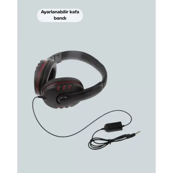 AsilTech Kırmızı Gaming Headset Mikrofonlu Sağlam Kablolu Konforlu