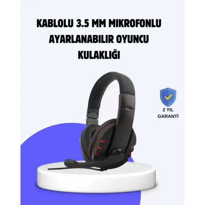 AsilTech Kırmızı Kulaklık Mikrofonlu Ayarlanabilir Konforlu Tasarımlı