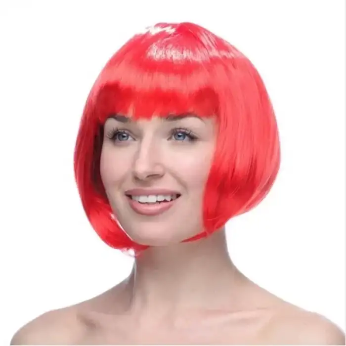 AsilTech Kırmızı Küt Peruk Saç