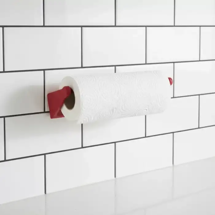 AsilTech Kırmızı Peçete Askısı Mutfak Duvar Tipi Peçetelik Organizer