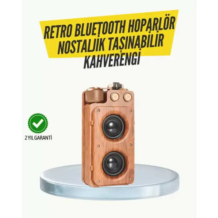 AsilTech Klasik Görünümlü Bluetooth Hoparlör 360 Derece Stereo ve FM Radyo