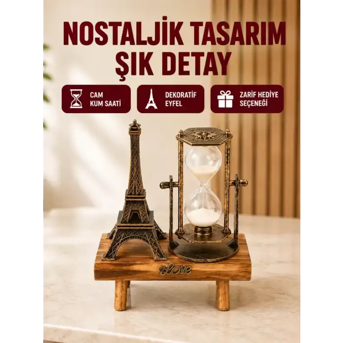 AsilTech Klasik Tasarımlı Ahşap Kum Saati – Ev ve Ofis İçin Masaüstü Aksesuarı