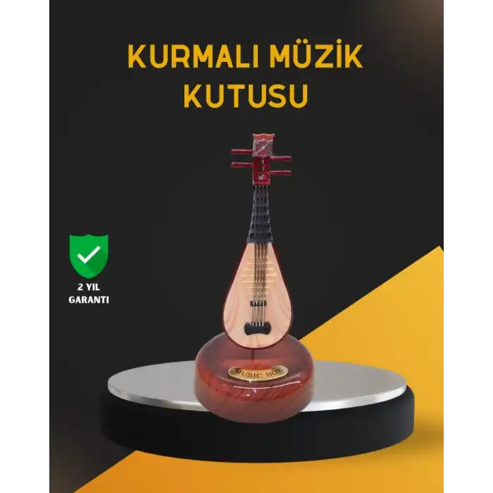 AsilTech Klasik Ud Figürlü Melodili Müzik Kutusu Şık Hediyelik