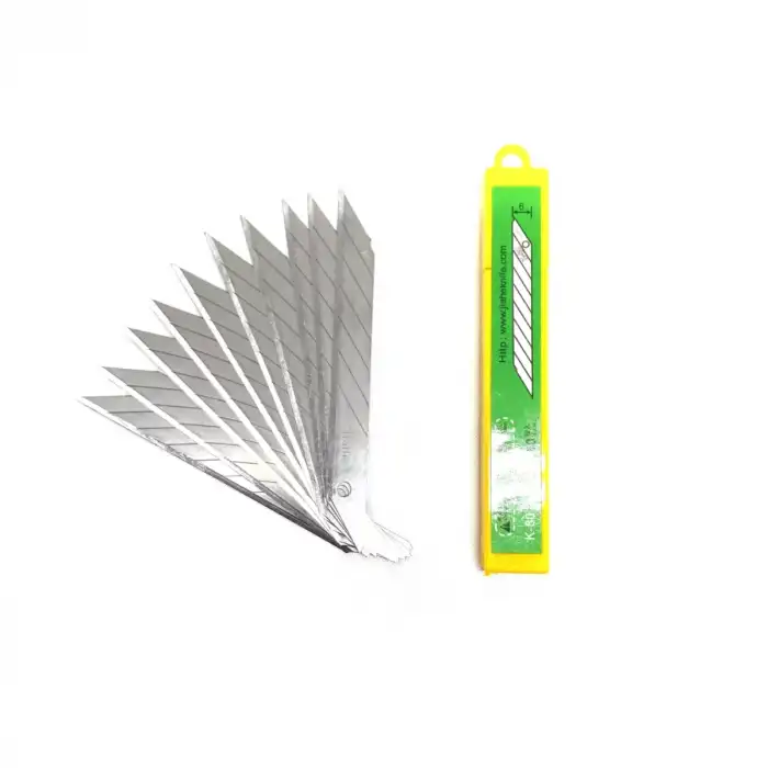 AsilTech KO-80 Çelik Maket Bıçağı Falçata Ucu Yedeği 9mm 30 Derece Küçük 10lu