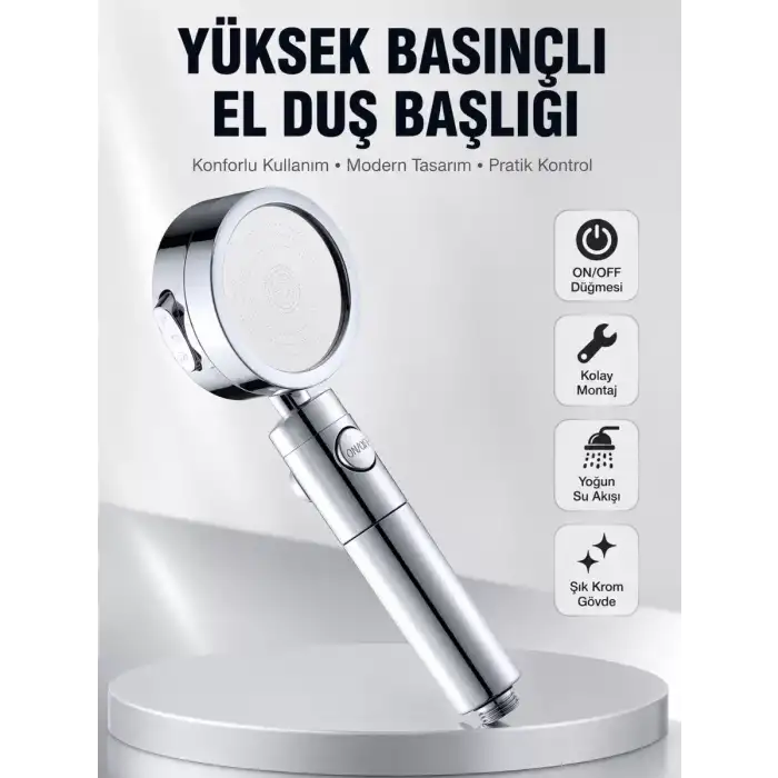 AsilTech Kolay Montajlı 3 Modlu Yüksek Basınç Duş Başlığı
