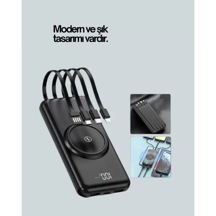 AsilTech Kompakt Tasarım, Güçlü Performans – 10000mAh Kablosuz Powerbank