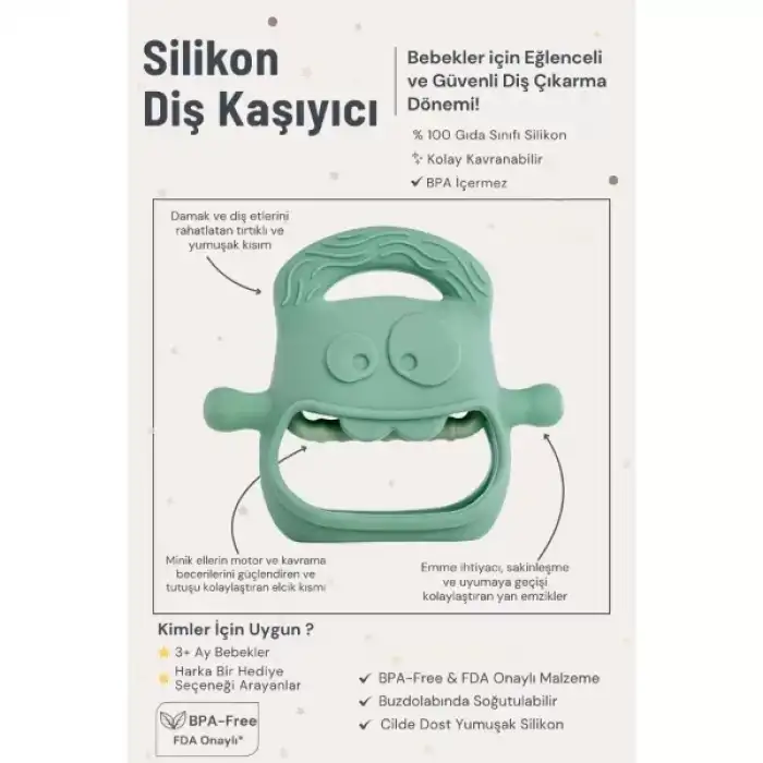 AsilTech Koyu Yeşil Bebek Silikon Diş Kaşıyıcı
