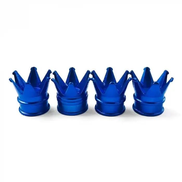 AsilTech Kral Tacı Alüminyum Sibop Kapağı 4lü Mavi