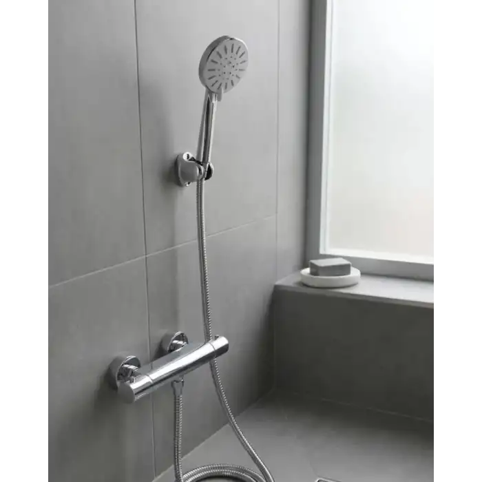 AsilTech Krem Duş Başlığı Seti 4 Kademeli El Duşu Spiral Hortumlu Banyo Seti