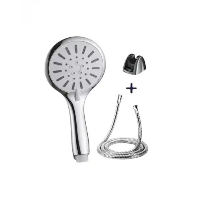 AsilTech Krem Duş Başlığı Seti 4 Kademeli El Duşu Spiral Hortumlu Banyo Seti