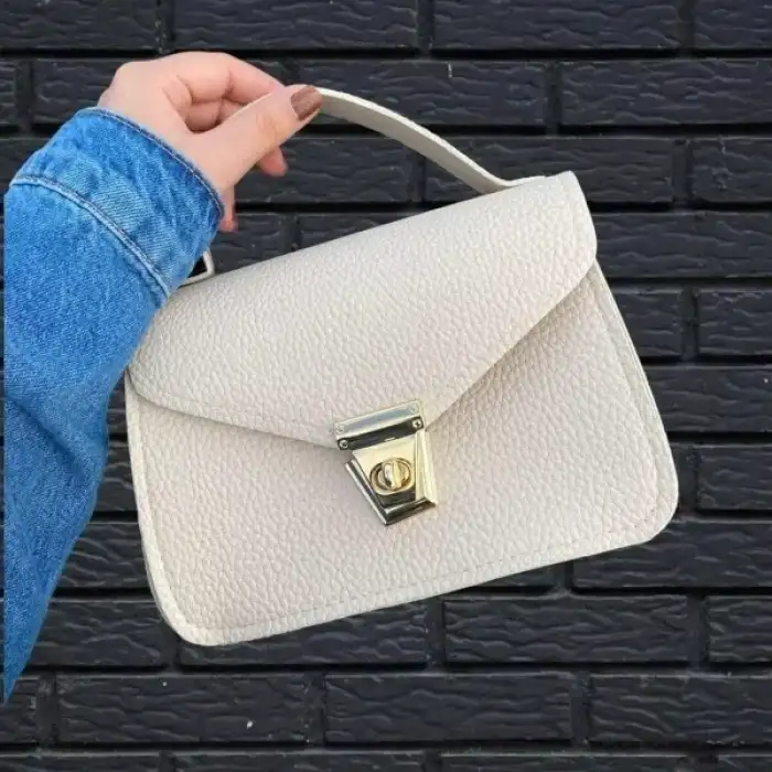 AsilTech Krem Rengi Kutu El Çantası