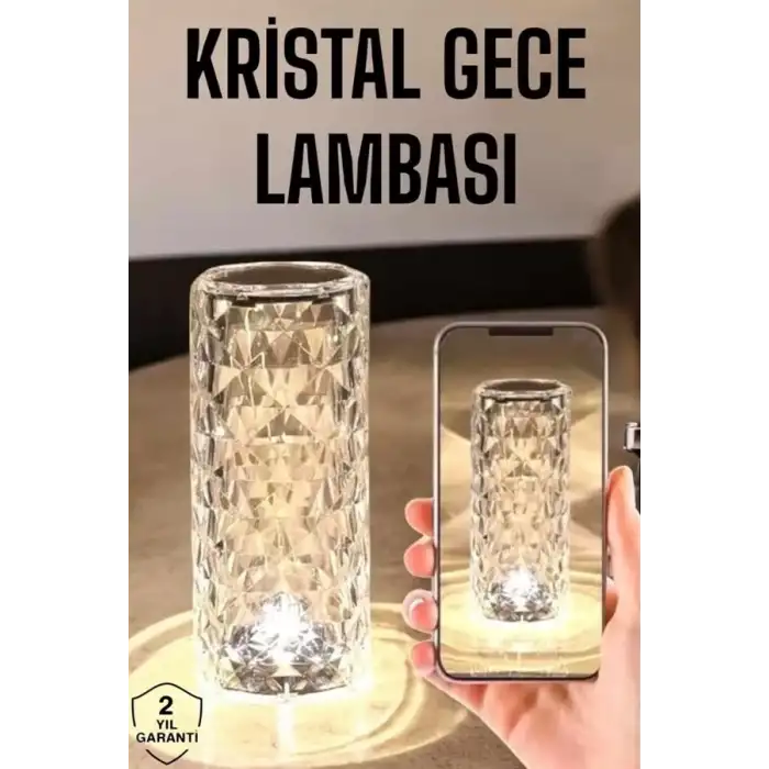 AsilTech Kristal Dokunmatik Ve Kumandalı Masa Ve Gece lambası