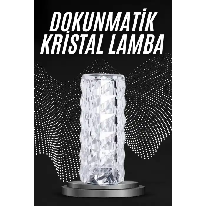 AsilTech Kristal Lamba Masa Lambası Şarjlı Masa Lambası Dokunmatik Sensör Usb Şarjlı