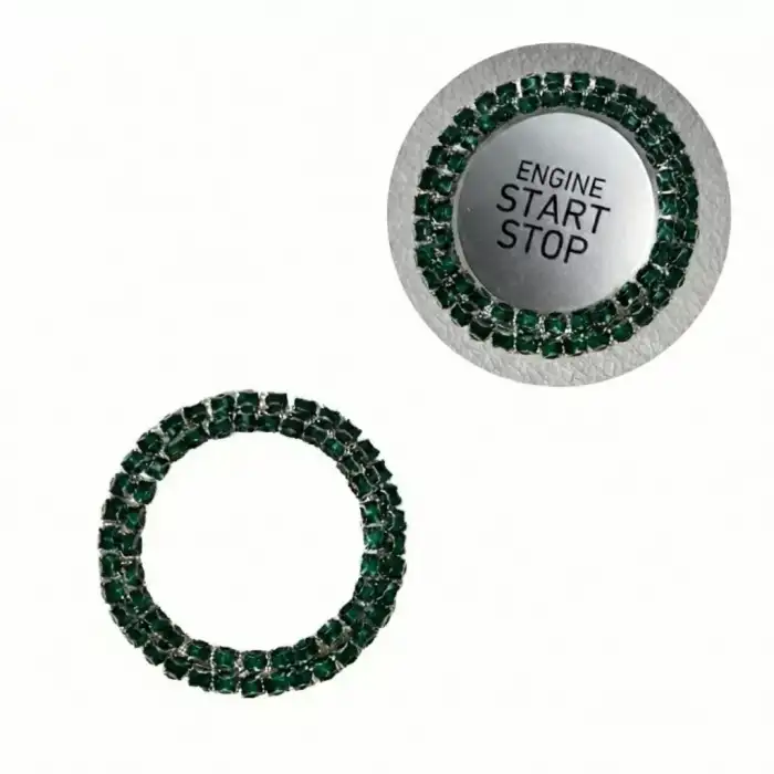 AsilTech Kristal Taşlı Start Stop Düğme Halkası Yeşil
