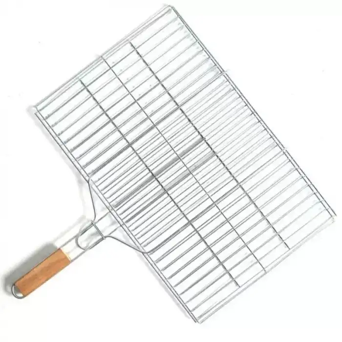 AsilTech Küçük Boy Mangal Izgarası - 35x20 cm - Ahşap Saplı