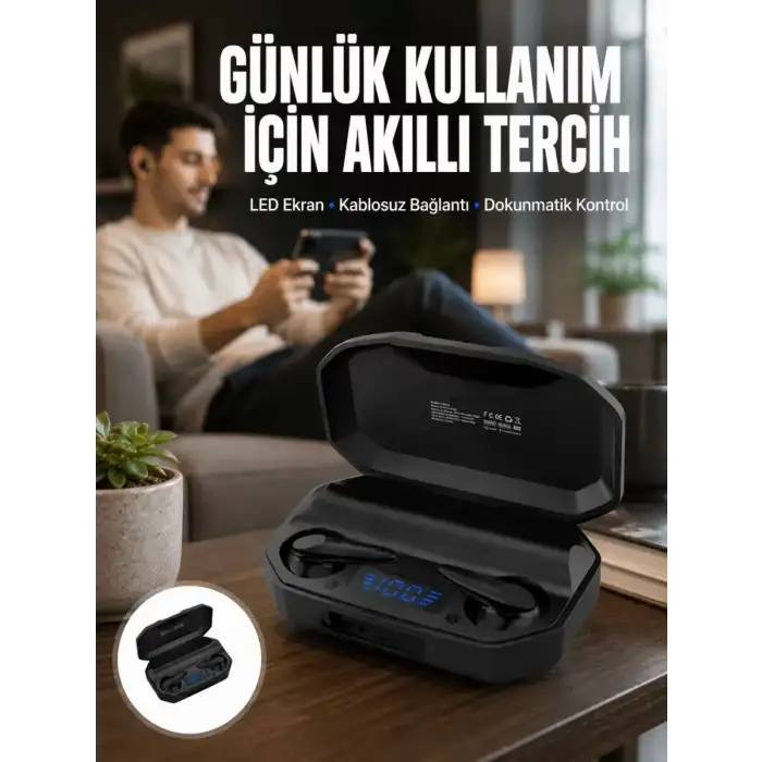 AsilTech Kulak İçi Bluetooth Kulaklık Rgb Işıklı Çift Mikrofonlu iOS/Android Uyumlu BT 5.2 Yeni Nesil