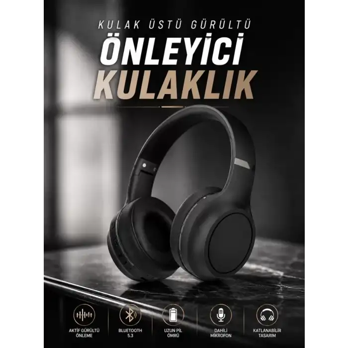 AsilTech Kulak Üstü Kablosuz Bluetooth Kulaklık Gürültü Önleyici Ayarlanabilir