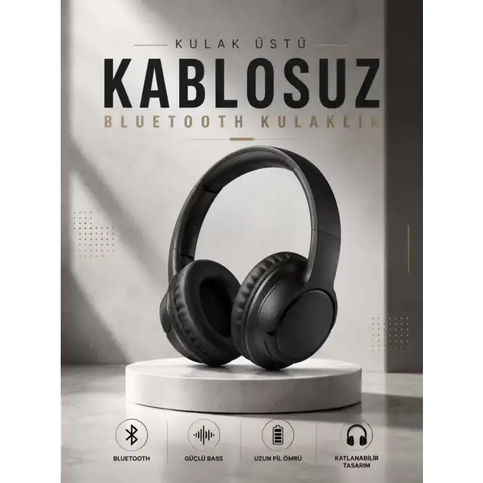 AsilTech Kulak Üstü Kablosuz Bluetooth Kulaklık Yüksek Ses Kaliteli ANC Özelliği
