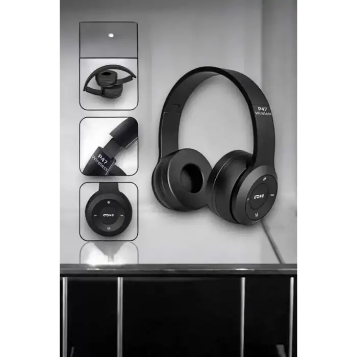 AsilTech Kulak Üstü TF Kart ve AUX Destekli Ergonomik Bluetooth Kulaklık
