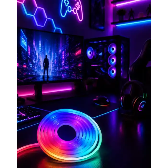 AsilTech Kumandalı Su Geçirmez RGB Led Şerit Işık Müzik Senkronlu Neon Led
