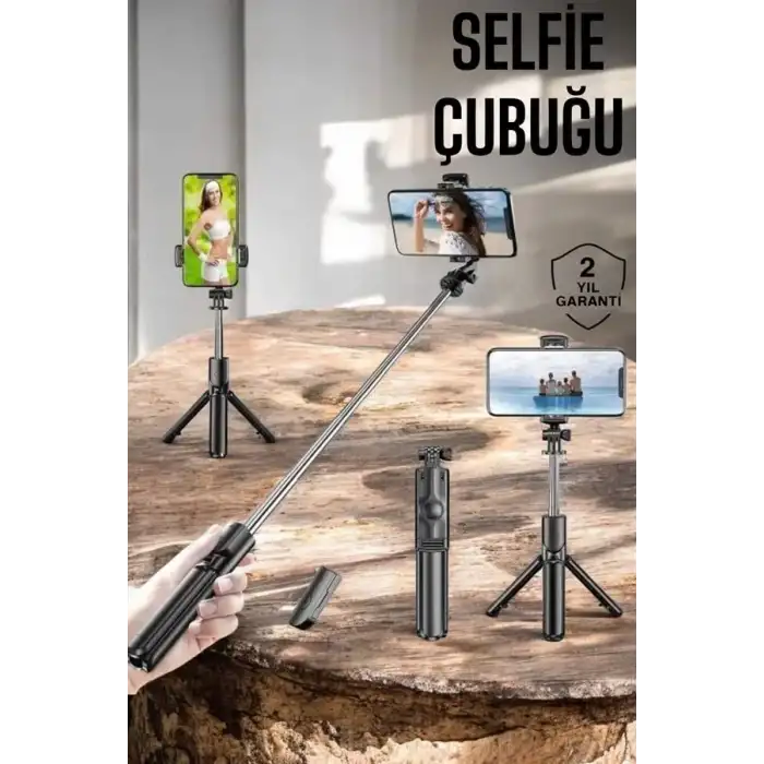 AsilTech Kumandalı Tripod Telefon Tutucu Selfie Çubuğu 360 Derece Dönebilen