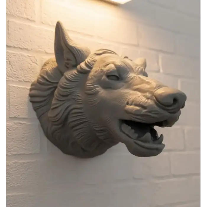 AsilTech Kurt Başı Duvar Aksesuarı Gri Renk Asılabilir Hediyelik Figür