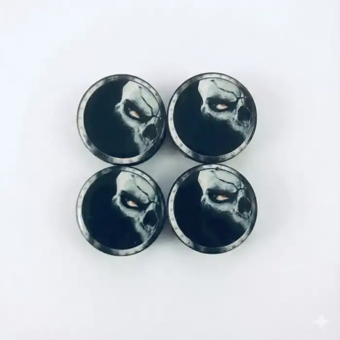 AsilTech Kuru Kafa Ghost Damla Geçme Jant Göbek Kapağı 4’lü Set 55/58mm Siyah