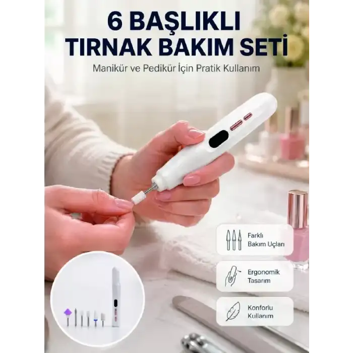 AsilTech Kurutma Özellikli Manikür Pedikür Cihazı Şarj Edilebilir