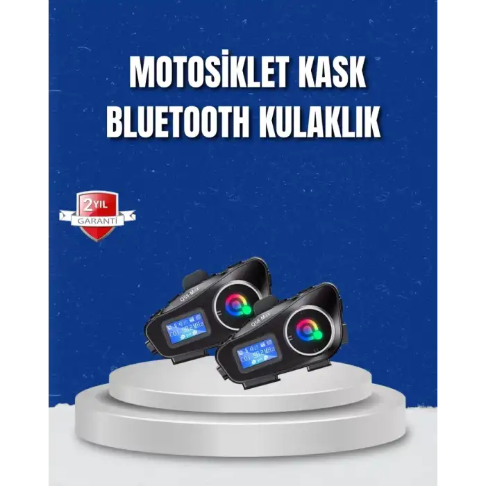 AsilTech LCD Ekranlı Bluetooth Kask Kulaklığı FM Radyo ve SD Kart Girişli
