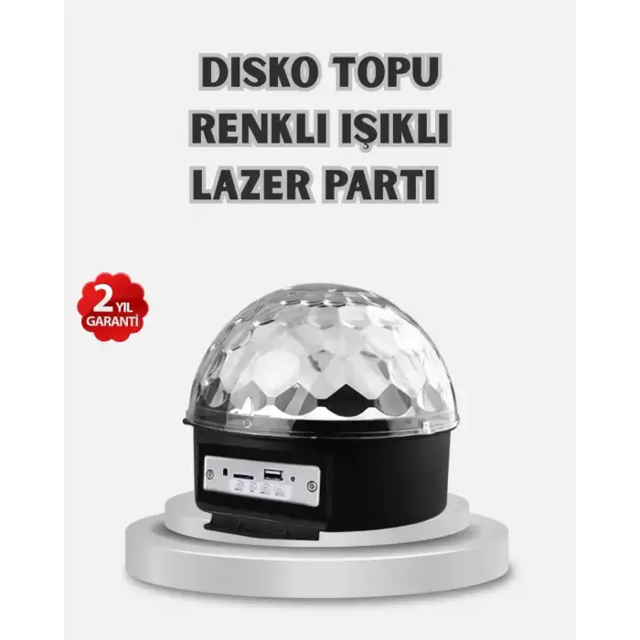 AsilTech LED Disko Küresi Bluetooth Hoparlörlü Ritimle Senkronize Döner Işıklı