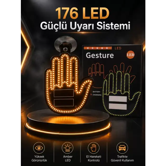 AsilTech Led Işık El İşareti Araç Camı İçin Uzaktan Kumandalı