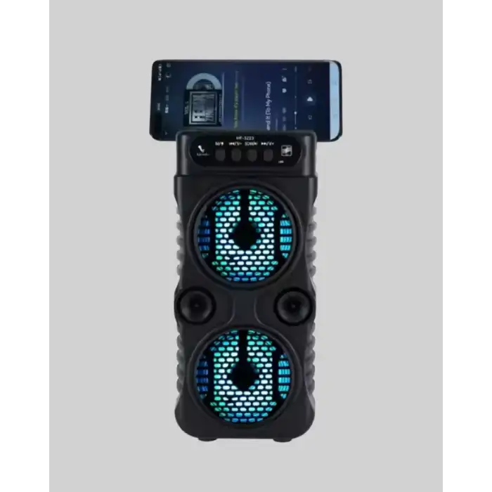 AsilTech LED Işıklı Bluetoothlu Hoparlör Mikrofonlu Taşınabilir Ses Sistemi