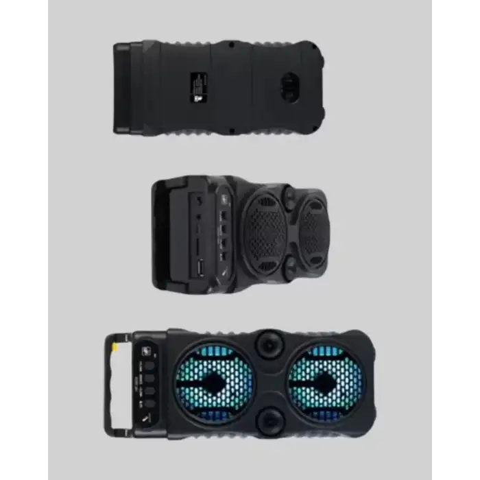 AsilTech LED Işıklı Bluetoothlu Hoparlör Mikrofonlu Taşınabilir Ses Sistemi