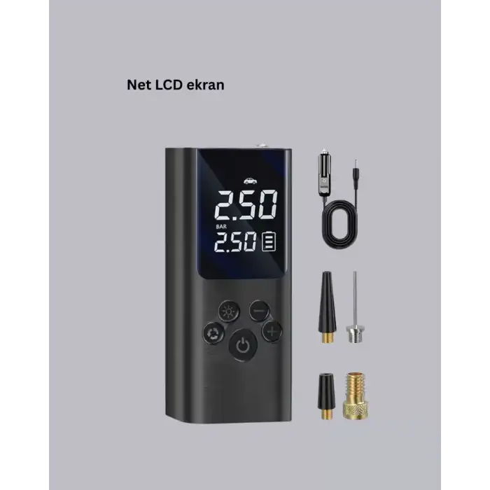 AsilTech LED Işıklı Dijital Hava Pompası Araba Bisiklet Uyumlu