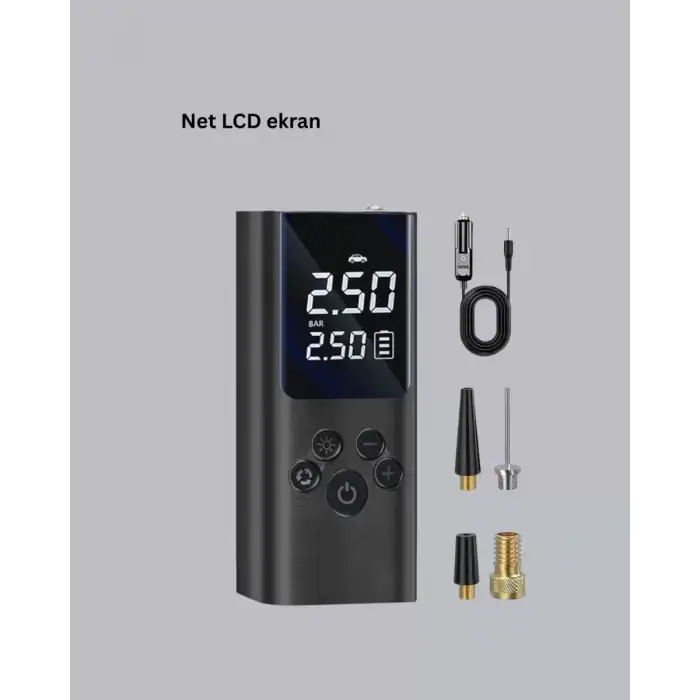 AsilTech LED Işıklı Dijital Hava Pompası Araba Bisiklet Uyumlu