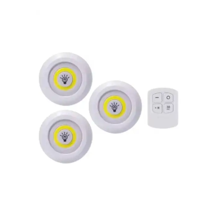 AsilTech Led Lamba 3lü Uzaktan Kumandalı Yapışkanlı