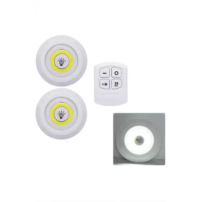 AsilTech Led Lamba 3lü Uzaktan Kumandalı Yapışkanlı