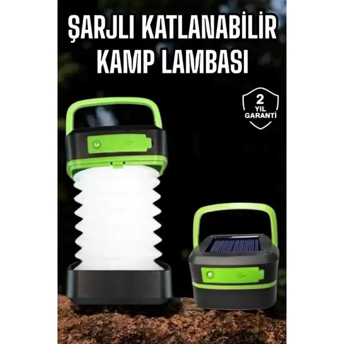 AsilTech Led Lamba Kamp Lambası Hafif Taşınabilir Şarj Süreli Akordeon El Fenerli