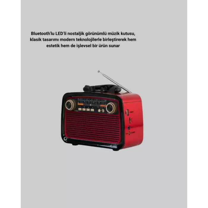 AsilTech LED’li Nostaljik Bluetooth Hoparlör – Vintage Tasarım, Ahşap Doku