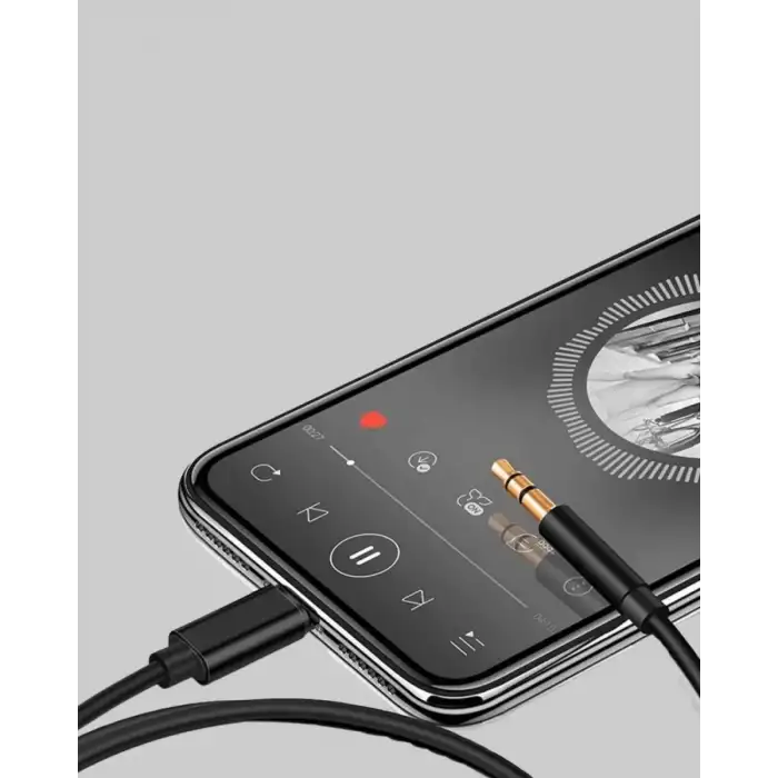 AsilTech Lightning Girişli Cihazlar İçin 3.5mm Aux Ses Kablo Dönüştürücü 1M