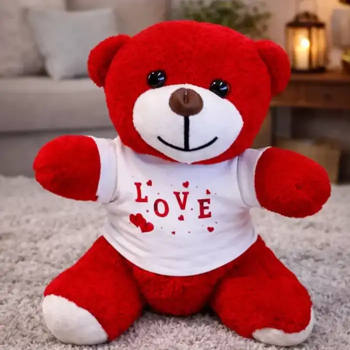 AsilTech Love Tişörtlü Kırmızı Peluş Ayıcık
