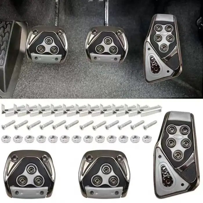 AsilTech Manuel Araç Uyumlu Kaydırmaz Pedal Seti 3 Parça Siyah