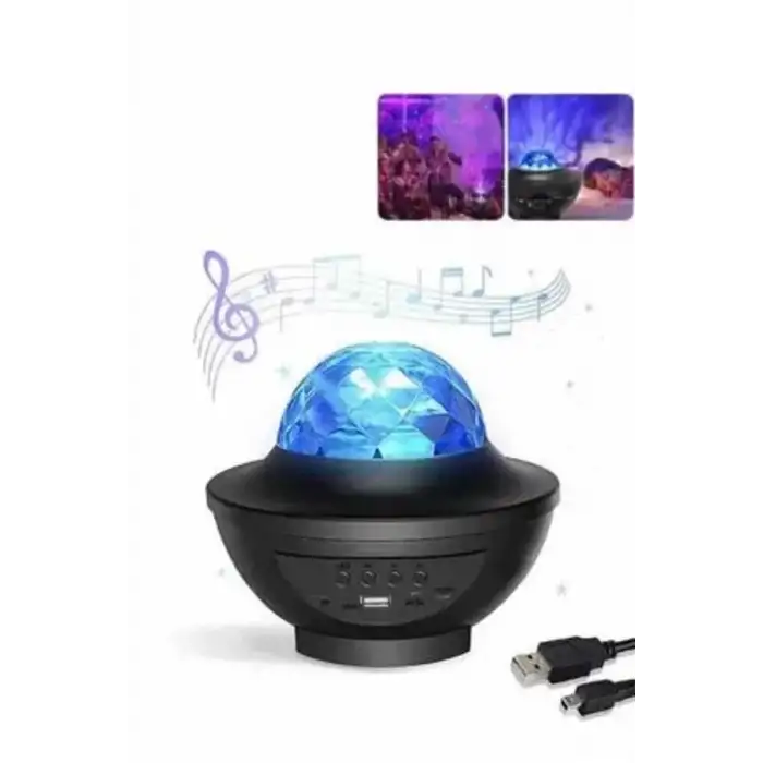 AsilTech Masa ve Gece Lambası Renkli Projektör Işıklı Disko Topu Bluetooth Hoparlör