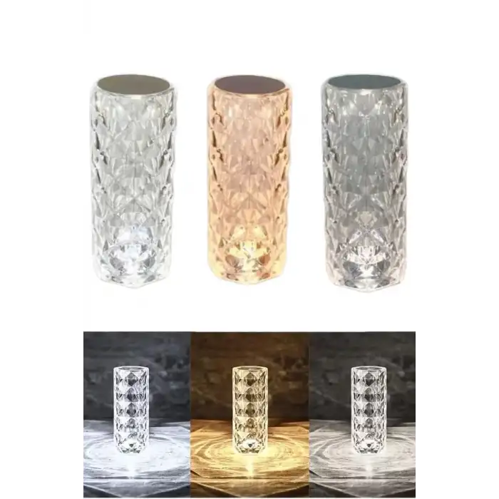 AsilTech Masa ve Gece Lambası Şık ve Dayanıklı Sensörlü Şarjlı Kristal Lamba
