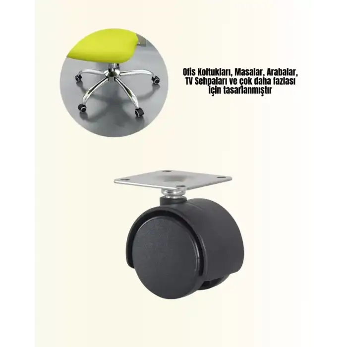 AsilTech Masa ve Koltuk İçin Kilitsiz Tekerlek Seti 6 cm